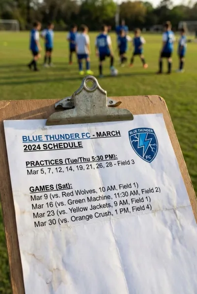 Soccer practice schedule