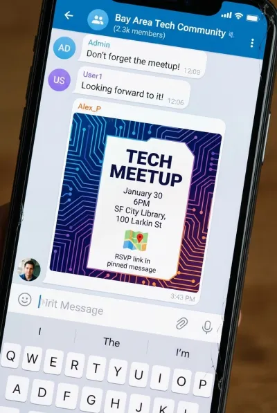 Telegram meetup event