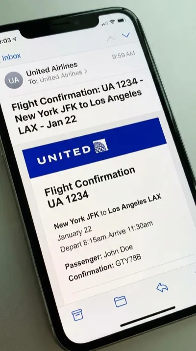 Flight confirmation screenshot