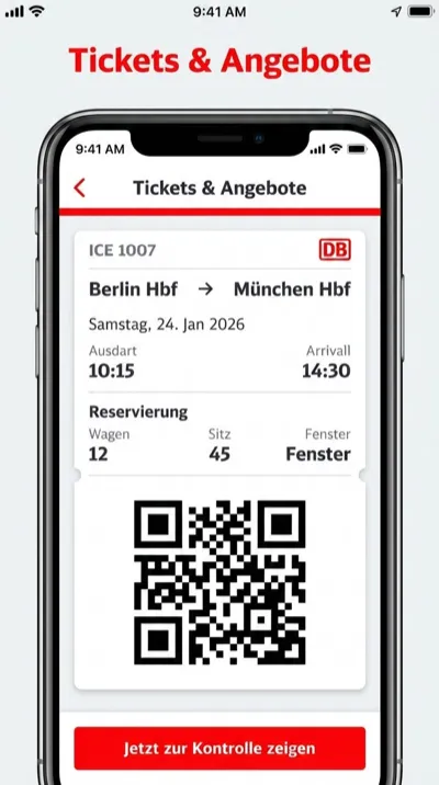 Train ticket with departure time