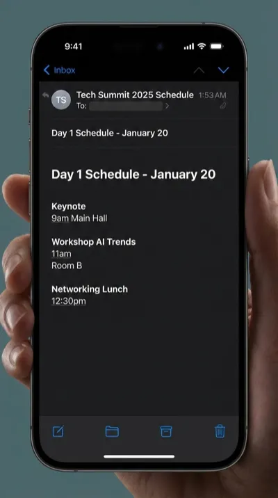 Conference agenda screenshot
